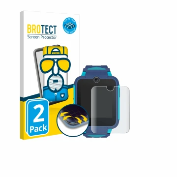 Parte frontal de un envase de producto con el logotipo de la marca BROTECT. Al lado se muestra el dispositivo TCL Movetime Fam
