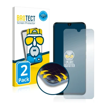 Parte frontal de un envase de producto con el logotipo de la marca BROTECT. Al lado se muestra el dispositivo Wiko Power U30 c