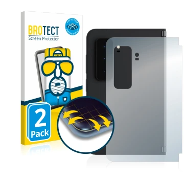 Parte frontal de un envase de producto con el logotipo de la marca BROTECT. Al lado se muestra el dispositivo Microsoft Surfac