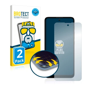 Parte frontal de un envase de producto con el logotipo de la marca BROTECT. Al lado se muestra el dispositivo Motorola Moto E4