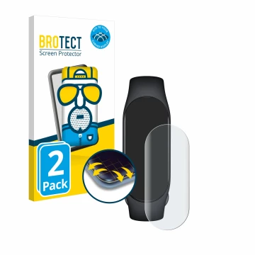 Parte frontal de un envase de producto con el logotipo de la marca BROTECT. Al lado se muestra el dispositivo Xiaomi Smart Ban