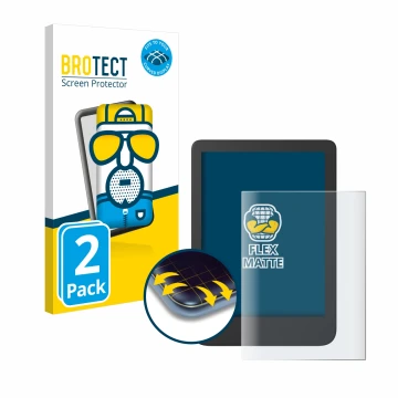 Parte frontal de un envase de producto con el logotipo de la marca BROTECT. Al lado se muestra el dispositivo Tolino Shine 4 c