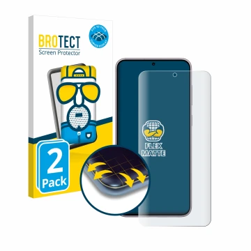 Parte frontal de un envase de producto con el logotipo de la marca BROTECT. Al lado se muestra el dispositivo Samsung Galaxy S