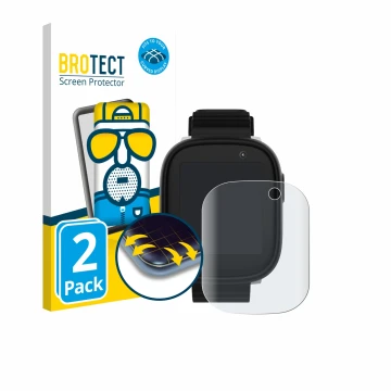 Parte frontal de un envase de producto con el logotipo de la marca BROTECT. Al lado se muestra el dispositivo Xplora X6 Play 2