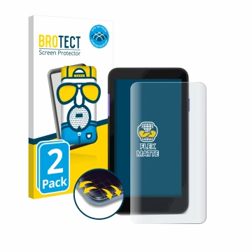 Parte frontal de un envase de producto con el logotipo de la marca BROTECT. Al lado se muestra el dispositivo Zettle Terminal 