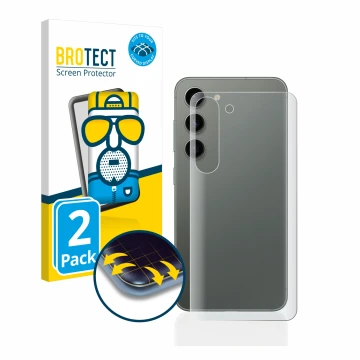 Parte frontal de un envase de producto con el logotipo de la marca BROTECT. Al lado se muestra el dispositivo Samsung Galaxy S