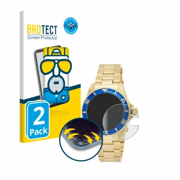 Parte frontal de un envase de producto con el logotipo de la marca BROTECT. Al lado se muestra el dispositivo Invicta Pro Dive