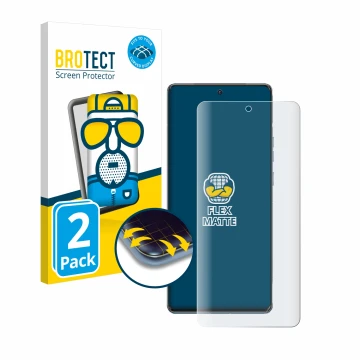 Parte frontal de un envase de producto con el logotipo de la marca BROTECT. Al lado se muestra el dispositivo Motorola Edge 40