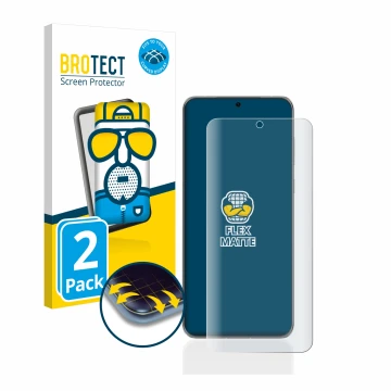Parte frontal de un envase de producto con el logotipo de la marca BROTECT. Al lado se muestra el dispositivo Huawei P60 Pro c