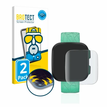 Parte frontal de un envase de producto con el logotipo de la marca BROTECT. Al lado se muestra el dispositivo Garmin Bounce co