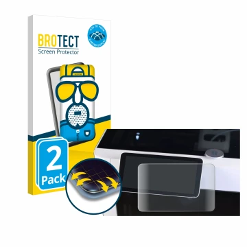 Parte frontal de un envase de producto con el logotipo de la marca BROTECT. Al lado se muestra el dispositivo Bambu Lab X1-Car