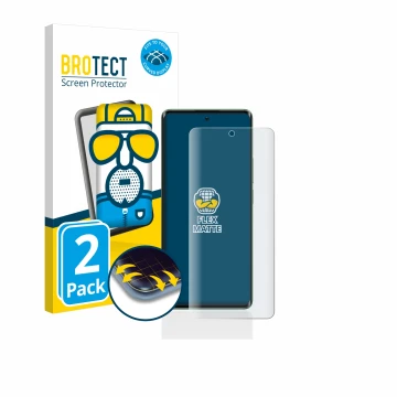 Parte frontal de un envase de producto con el logotipo de la marca BROTECT. Al lado se muestra el dispositivo realme 11 Pro Pl