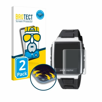 Parte frontal de un envase de producto con el logotipo de la marca BROTECT. Al lado se muestra el dispositivo Casio WV-59 con 