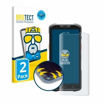 Parte frontal de un envase de producto con el logotipo de la marca BROTECT. Al lado se muestra el dispositivo Sunmi L2H con su