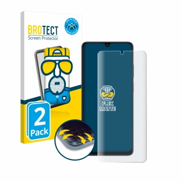 Parte frontal de un envase de producto con el logotipo de la marca BROTECT. Al lado se muestra el dispositivo ZTE Blade V50 Vi