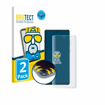 Parte frontal de un envase de producto con el logotipo de la marca BROTECT. Al lado se muestra el dispositivo OnePlus 12R con 