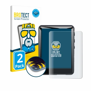 Parte frontal de un envase de producto con el logotipo de la marca BROTECT. Al lado se muestra el dispositivo Zaqe MP3 Player 