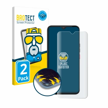 Parte frontal de un envase de producto con el logotipo de la marca BROTECT. Al lado se muestra el dispositivo Gigaset GS5 PRO 