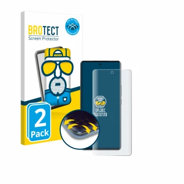 Parte frontal de un envase de producto con el logotipo de la marca BROTECT. Al lado se muestra el dispositivo Vivo V40 con su 