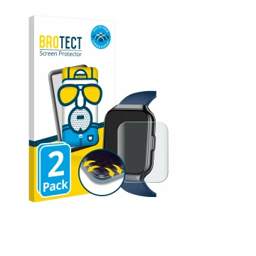 Parte frontal de un envase de producto con el logotipo de la marca BROTECT. Al lado se muestra el dispositivo QCOQ P98 1.96