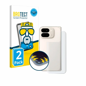 Parte frontal de un envase de producto con el logotipo de la marca BROTECT. Al lado se muestra el dispositivo Google Pixel 9 P