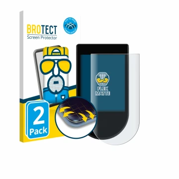 Parte frontal de un envase de producto con el logotipo de la marca BROTECT. Al lado se muestra el dispositivo SoFlow SO1+ con 