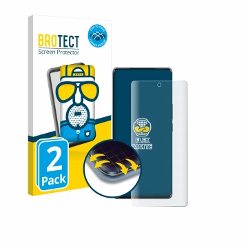 Parte frontal de un envase de producto con el logotipo de la marca BROTECT. Al lado se muestra el dispositivo Vivo T2 Pro con 