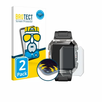 Parte frontal de un envase de producto con el logotipo de la marca BROTECT. Al lado se muestra el dispositivo Baolubao W60 con