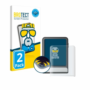 Parte frontal de un envase de producto con el logotipo de la marca BROTECT. Al lado se muestra el dispositivo Ledger Flex con 