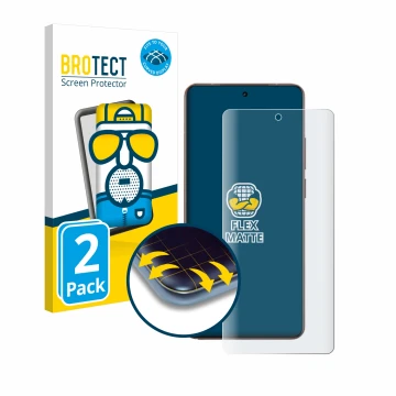 Parte frontal de un envase de producto con el logotipo de la marca BROTECT. Al lado se muestra el dispositivo realme GT 7 Pro 