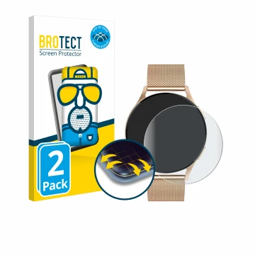 Parte frontal de un envase de producto con el logotipo de la marca BROTECT. Al lado se muestra el dispositivo Levowatch Edgy 1