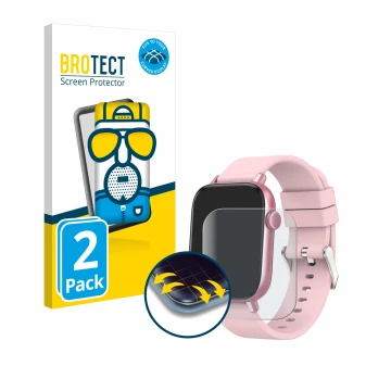 Parte frontal de un envase de producto con el logotipo de la marca BROTECT. Al lado se muestra el dispositivo Ombar Smartwatch