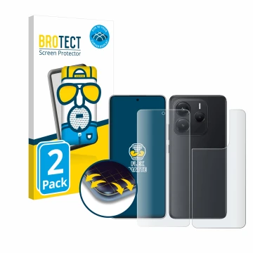 Parte frontal de un envase de producto con el logotipo de la marca BROTECT. Al lado se muestra el dispositivo Xiaomi Redmi Not