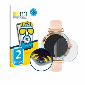 Parte frontal de un envase de producto con el logotipo de la marca BROTECT. Al lado se muestra el dispositivo Braidol Smartwat