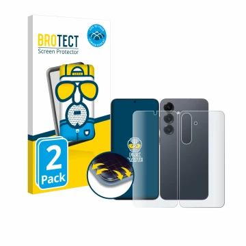 Parte frontal de un envase de producto con el logotipo de la marca BROTECT. Al lado se muestra el dispositivo Samsung Galaxy S