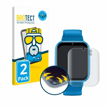 Parte frontal de un envase de producto con el logotipo de la marca BROTECT. Al lado se muestra el dispositivo Maxcom FW59 Kidd