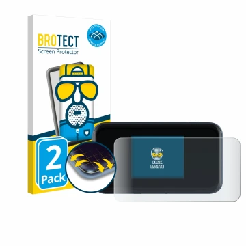 Parte frontal de un envase de producto con el logotipo de la marca BROTECT. Al lado se muestra el dispositivo ZTE MU5002 con s