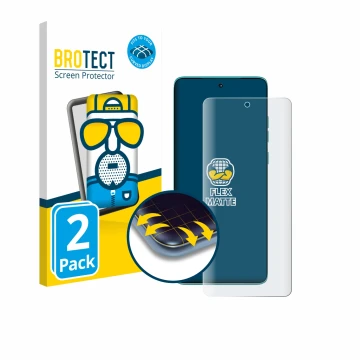 Parte frontal de un envase de producto con el logotipo de la marca BROTECT. Al lado se muestra el dispositivo Motorola Edge 60