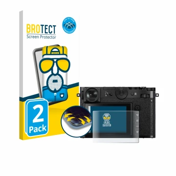 Parte frontal de un envase de producto con el logotipo de la marca BROTECT. Al lado se muestra el dispositivo Fujifilm GFX 100