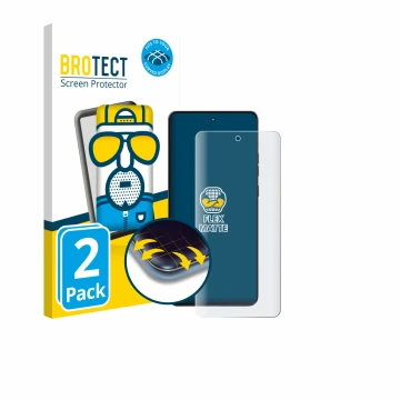 Parte frontal de un envase de producto con el logotipo de la marca BROTECT. Al lado se muestra el dispositivo Motorola Moto G8