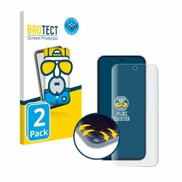 Parte frontal de un envase de producto con el logotipo de la marca BROTECT. Al lado se muestra el dispositivo Google Pixel 10 