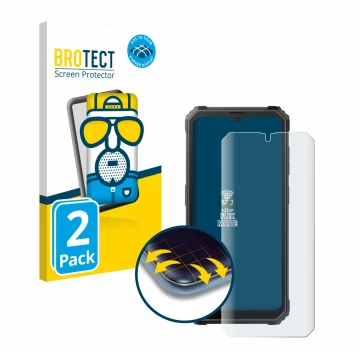 Parte frontal de un envase de producto con el logotipo de la marca BROTECT. Al lado se muestra el dispositivo Blackview BV4800