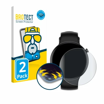 Parte frontal de un envase de producto con el logotipo de la marca BROTECT. Al lado se muestra el dispositivo Honor Watch Fit 