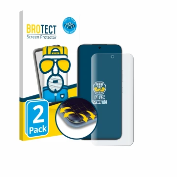Parte frontal de un envase de producto con el logotipo de la marca BROTECT. Al lado se muestra el dispositivo Honor 500 con su