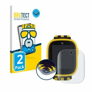 Parte frontal de un envase de producto con el logotipo de la marca BROTECT. Al lado se muestra el dispositivo Xplora X6 Play B