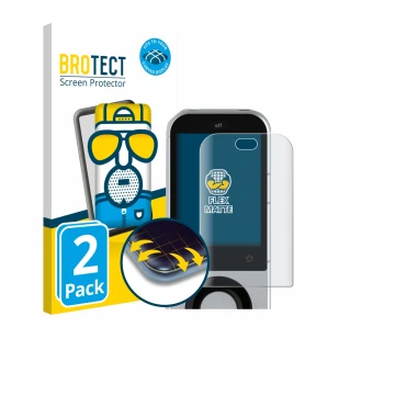 Parte frontal de un envase de producto con el logotipo de la marca BROTECT. Al lado se muestra el dispositivo Sofabaton X2 con