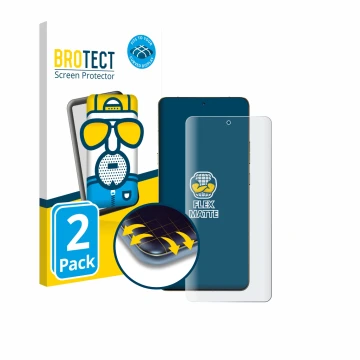 Parte frontal de un envase de producto con el logotipo de la marca BROTECT. Al lado se muestra el dispositivo Motorola Signatu