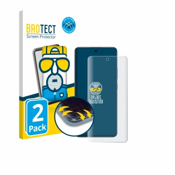 Parte frontal de un envase de producto con el logotipo de la marca BROTECT. Al lado se muestra el dispositivo Oppo A6 Max con 