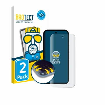 Parte frontal de un envase de producto con el logotipo de la marca BROTECT. Al lado se muestra el dispositivo Google Pixel 10a