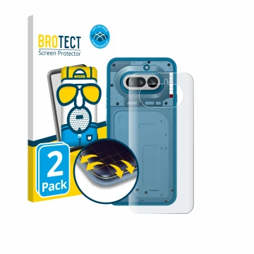 Parte frontal de un envase de producto con el logotipo de la marca BROTECT. Al lado se muestra el dispositivo Nothing Phone (4